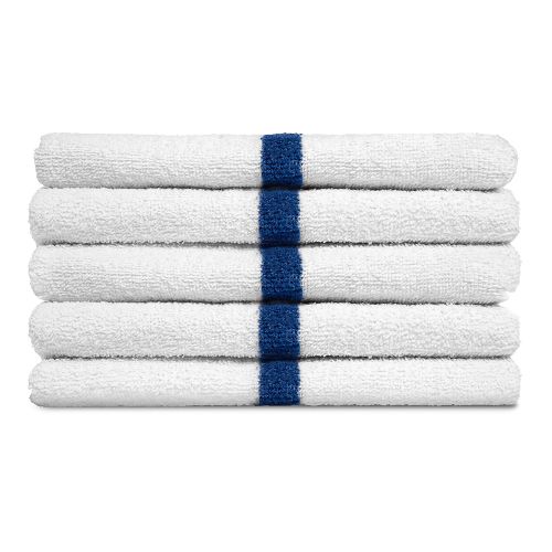 Centex Stripe Pool/Workout Towel, 100% Cotton, 20x40, 5.5 lbs/dz, White/Blue Center Stripe